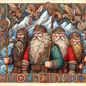 medieval-style artistic representation of Norse Frost Giants