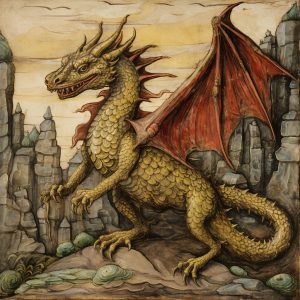 Medieval Christian painting of a dragon