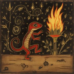 Medieval representation of a salamander
