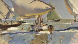 Seashore with Boats by Joaquín Sorolla