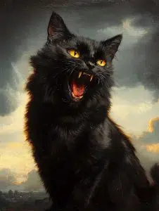 Black cat with glowing eyes