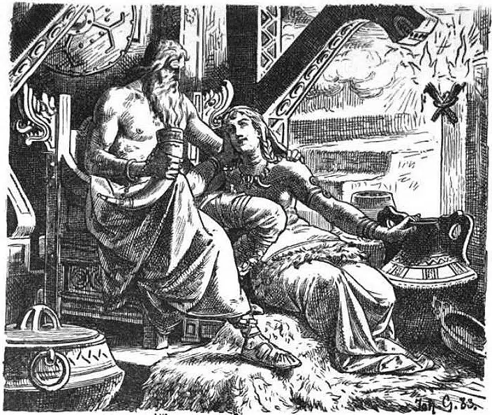 Odin with Gunnlöd by Johannes Gehrts