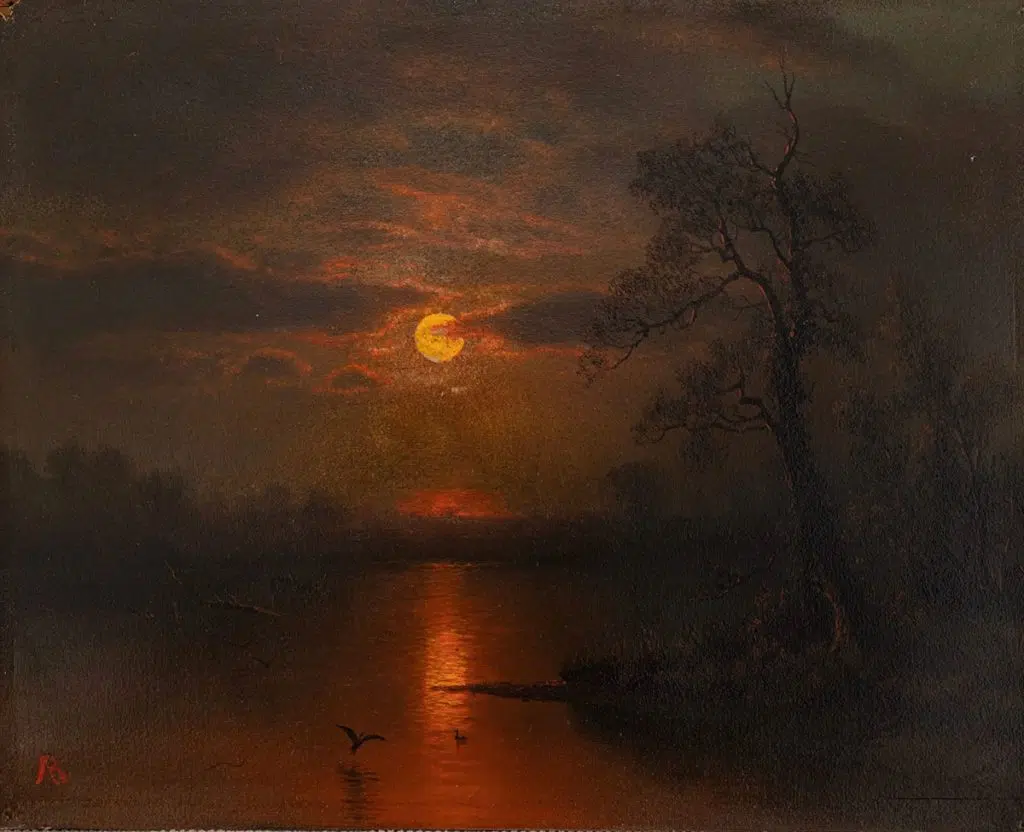 Moonlight Over the Merced River by Albert Bierstadt